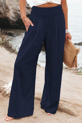 Women Pants Wide Leg Cotton and Linen Loose Pants Long Trousers Solid Color Summer S-2XL