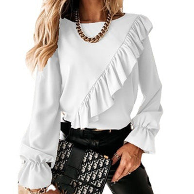 Women's Flared Sleeve Top Solid for Summer S-2XL