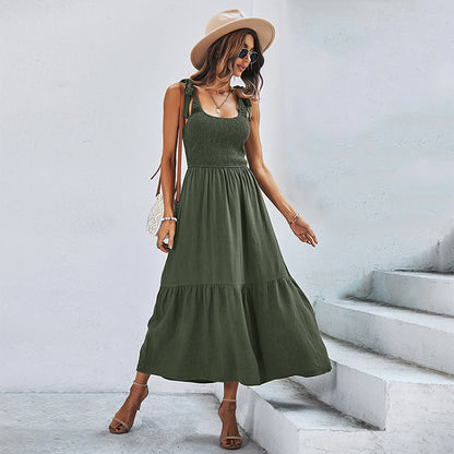 MilkCloths Dress for Women Casual Summer A Line Solid Midi Slip Dress S-XL