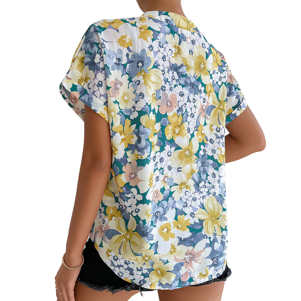Women Tops Printed Top 2023 Summer Casual Vacation Temperament Shirt S-2XL