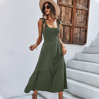 MilkCloths Dress for Women Casual Summer A Line Solid Midi Slip Dress S-XL