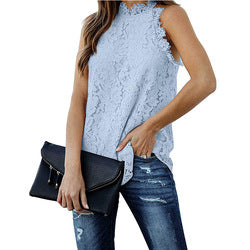 Milkcloths Women's 2023 Summer Tank Tops New Lace Hollow Halter O-Neck Vest Sweet Shirt S-2XL