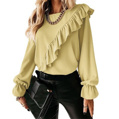 Women's Flared Sleeve Top Solid for Summer S-2XL