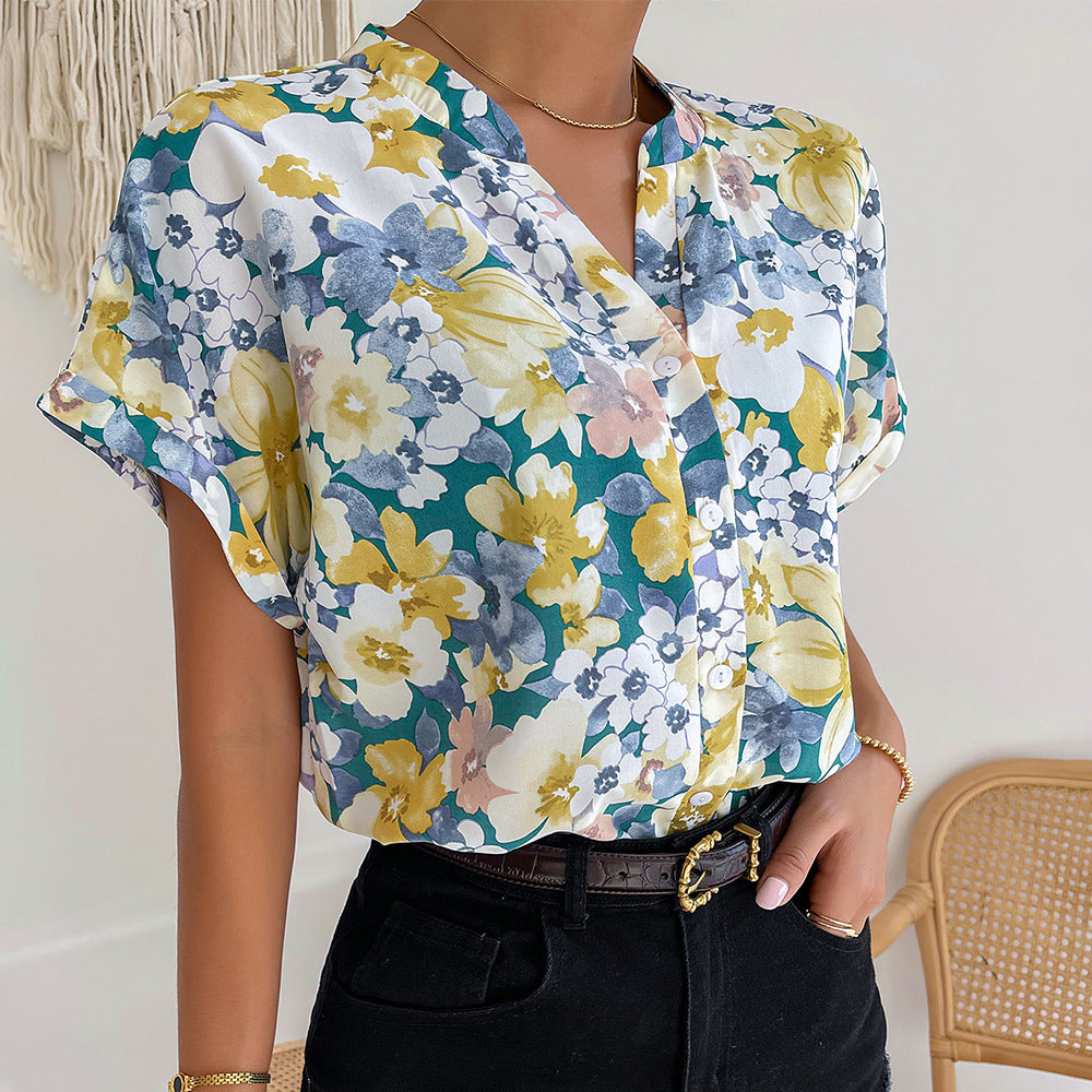 Women Tops Printed Top 2023 Summer Casual Vacation Temperament Shirt S-2XL