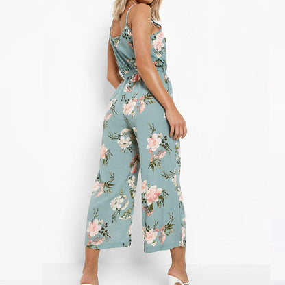 MilkCloths Jumpsuit for Women Summer Sleeveless Playsuit Casual Beach Wide Leg Floral S-XL