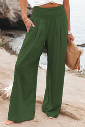 Women Pants Wide Leg Cotton and Linen Loose Pants Long Trousers Solid Color Summer S-2XL